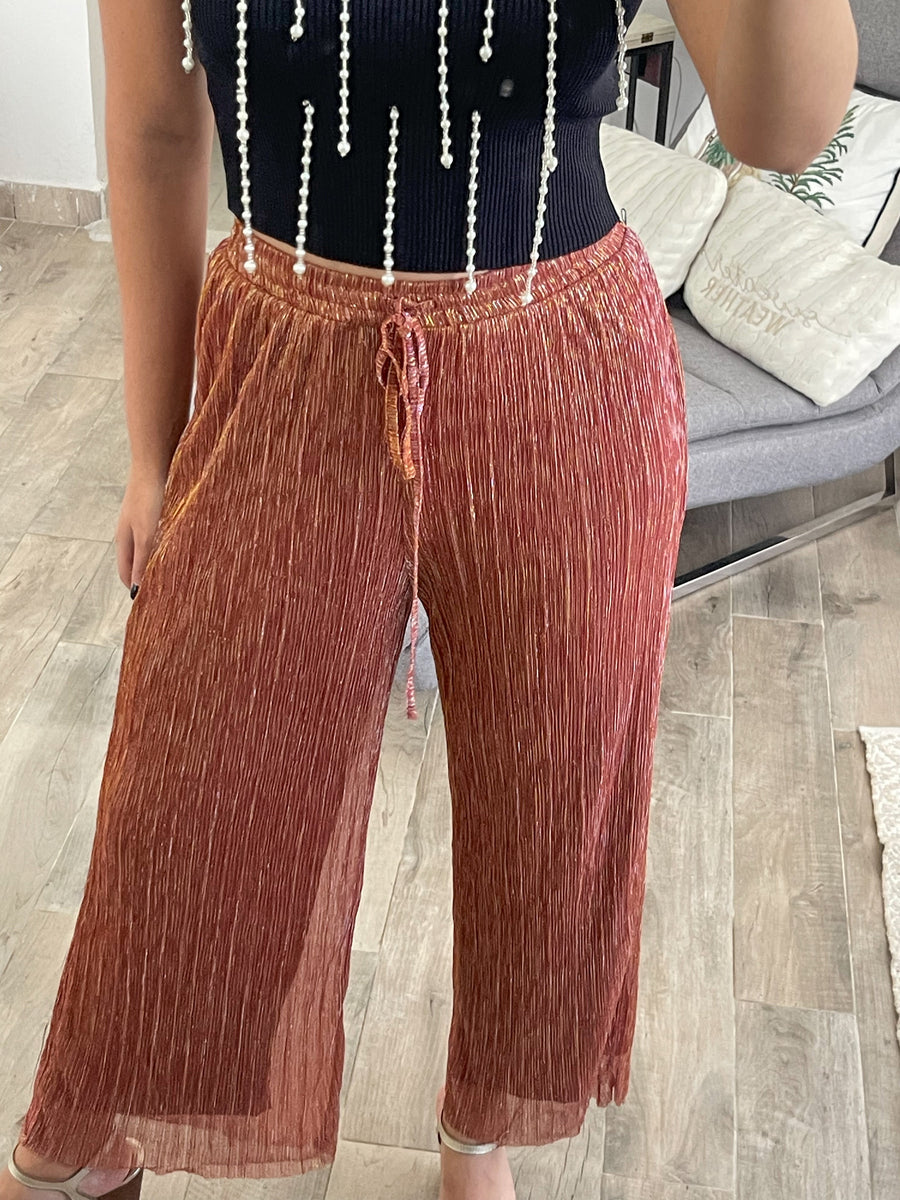 RUST LUREX METALLIC PALAZZOS