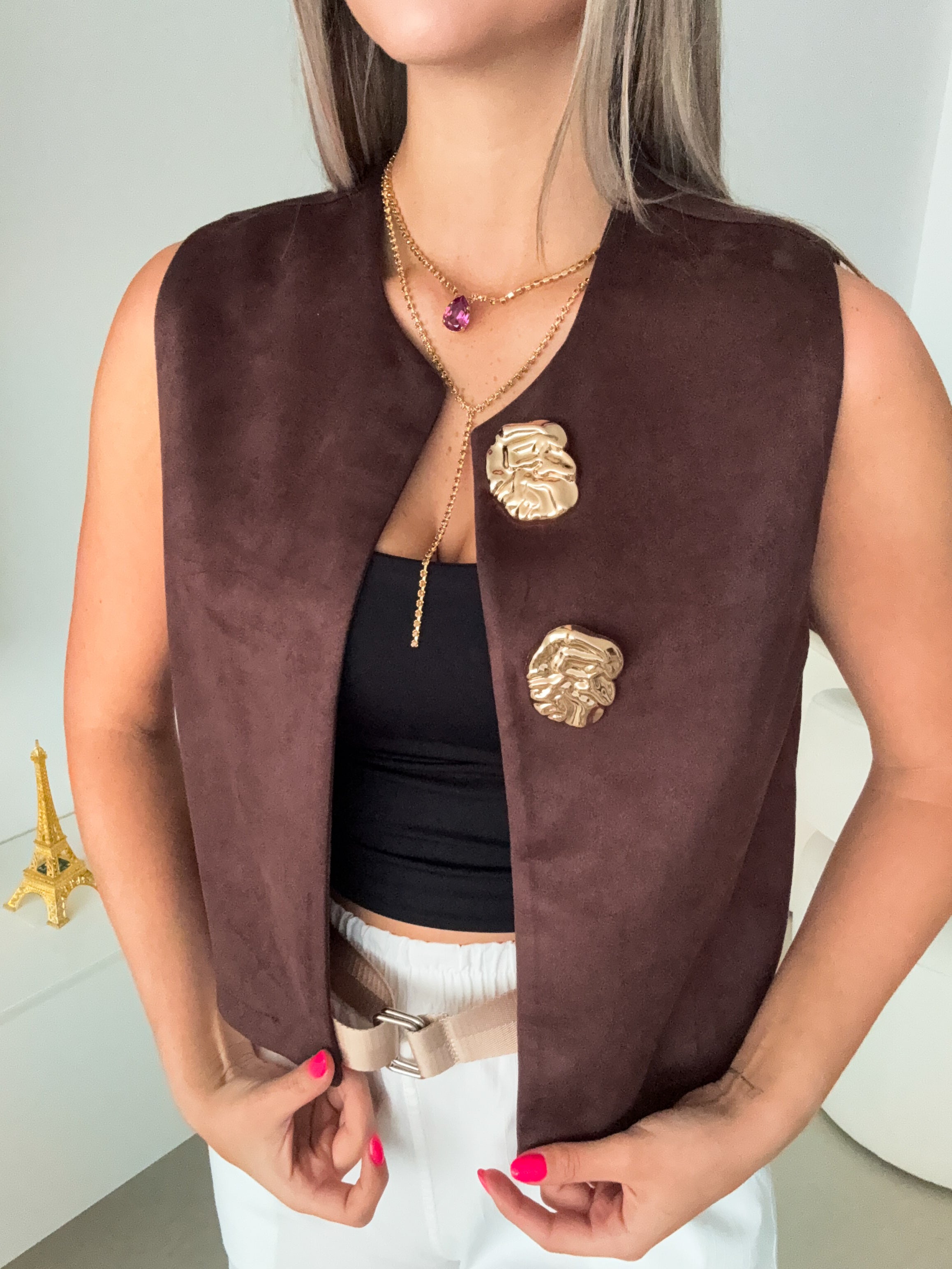 BROWN SUEDE VEST JACKET