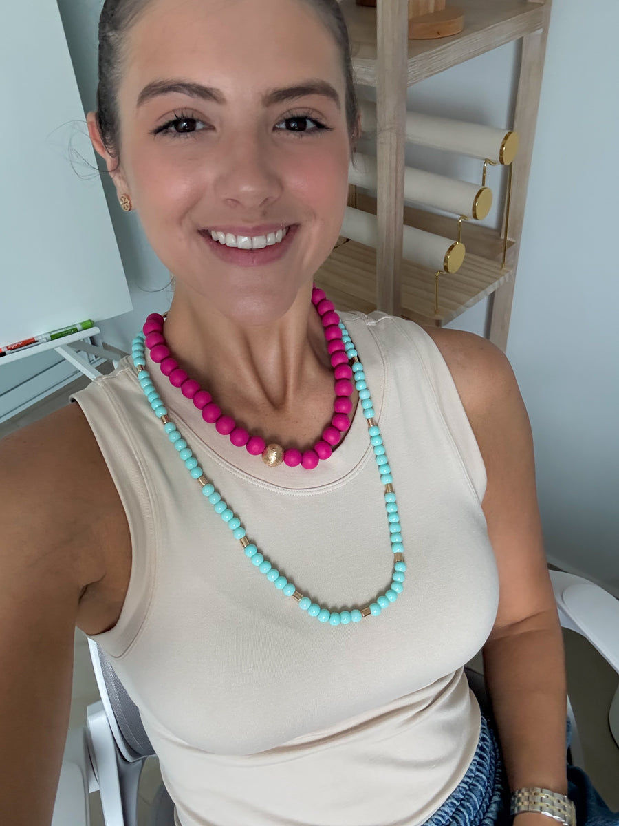 TWO TONE BEADED LAYERED NECKLACE