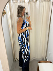 PIA BLUE MIX ASYMMETRIC BLOUSE