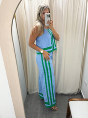 BLUE GREEN TOP & PANT SET