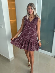 PLUM EMBROIDED FLORAL DRESS