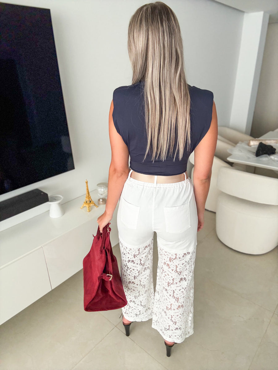 WHITE LACE PANTS