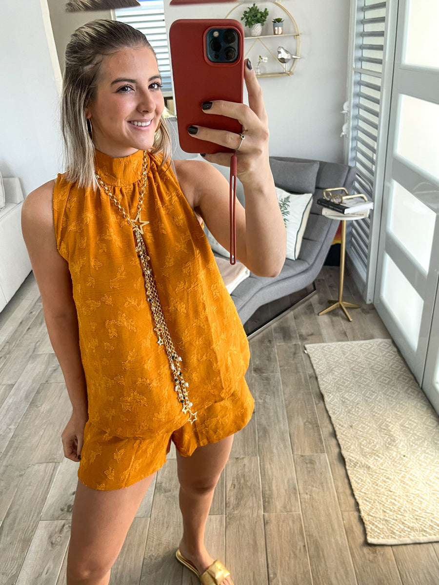 MUSTARD ELASTIC SHORTS