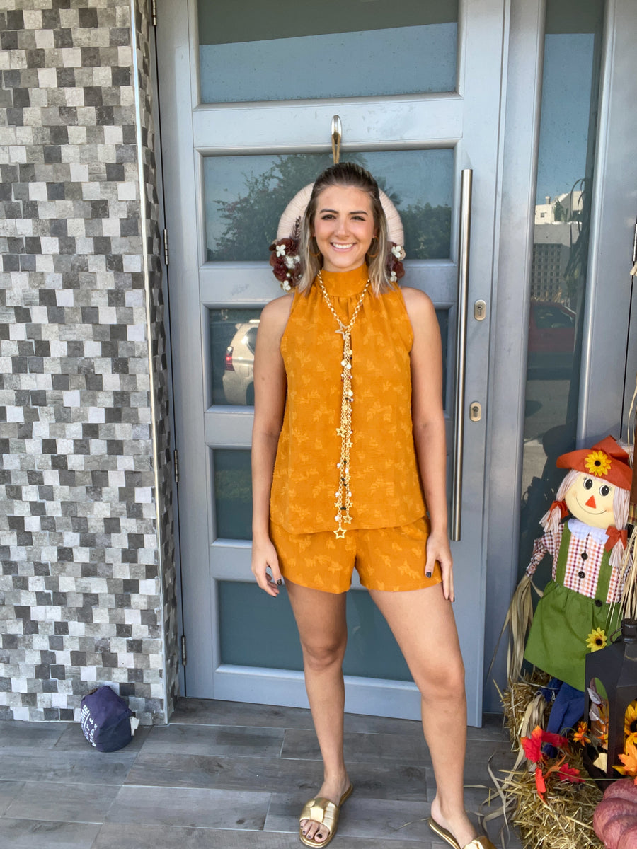 MUSTARD ELASTIC SHORTS