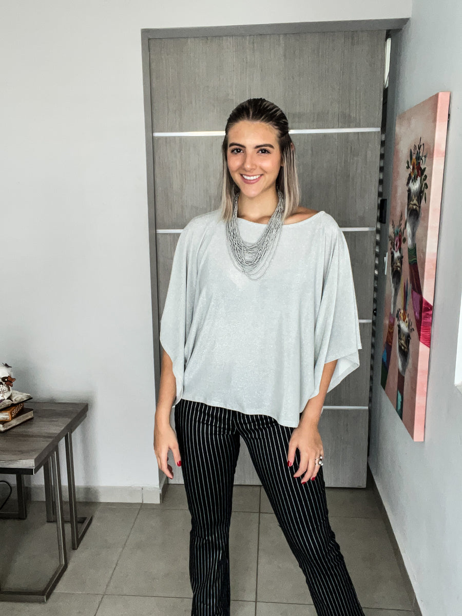BLACK SILVER STRIPED PANTS