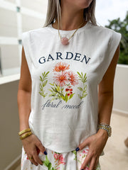 "GARDEN" FLROAL PRINT TEE