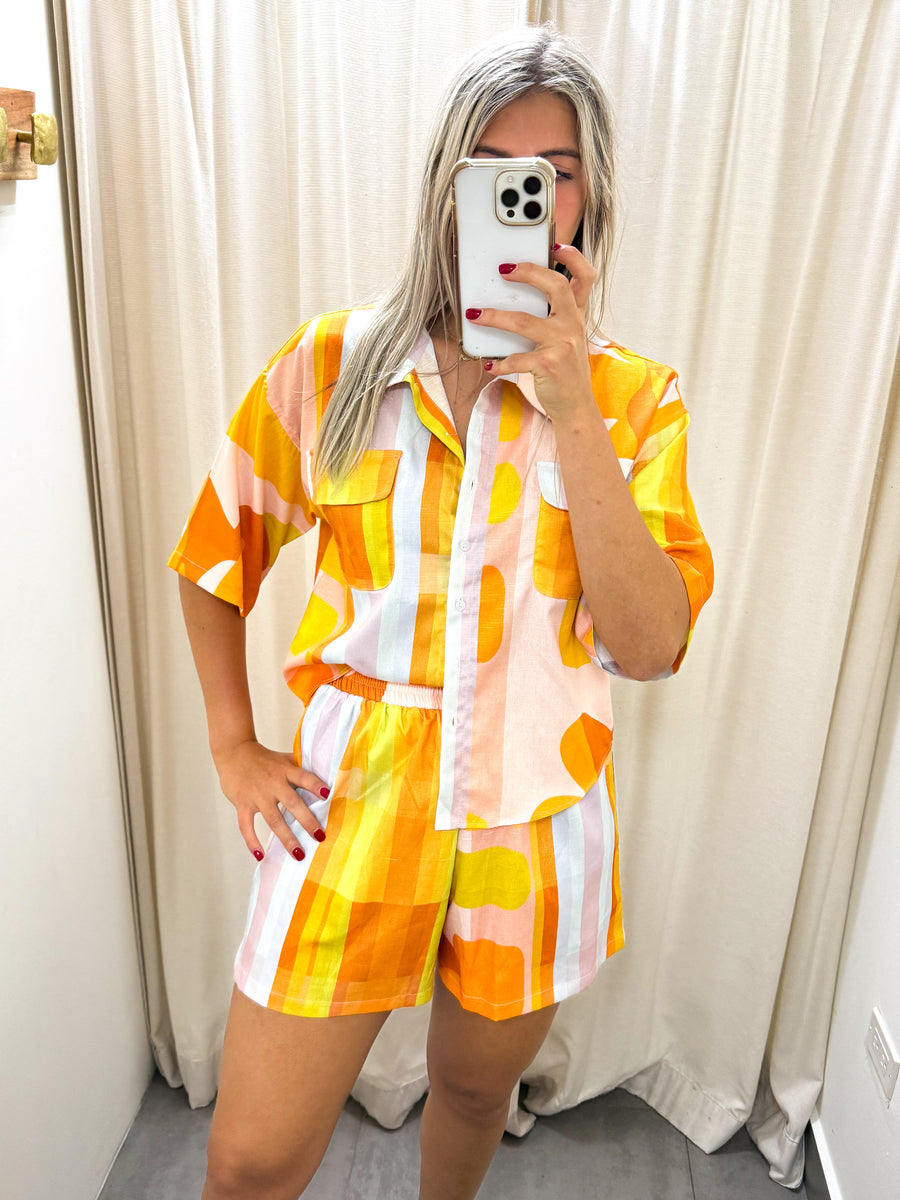 ORANGE TONES TOP & SHORT SET