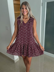 PLUM EMBROIDED FLORAL DRESS