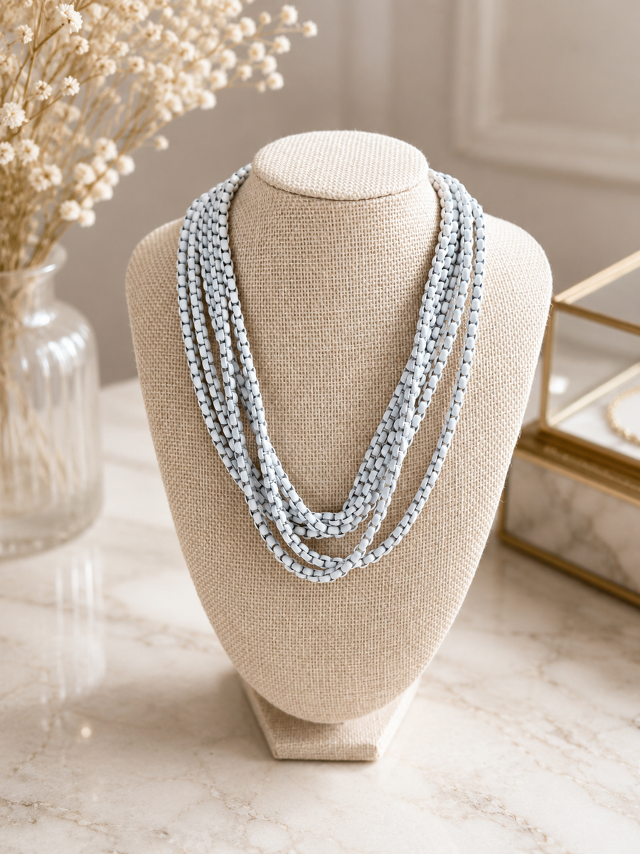 WHITE 5-LAYERED CHUNKY NECKLACE COLLAB