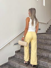 BUTTER YELLOW STRETCH WIDE LEG JEANS