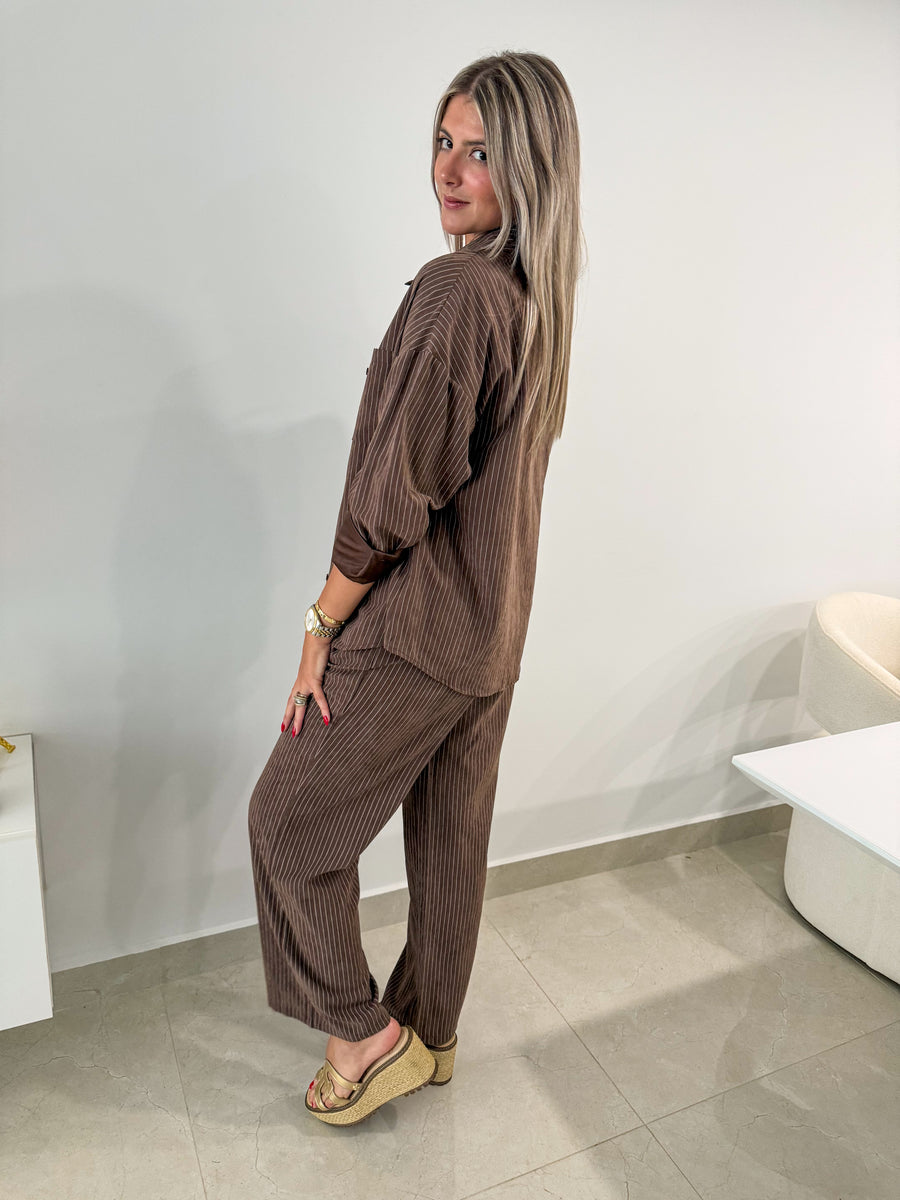 BROWN PINSTRIPED PANTS
