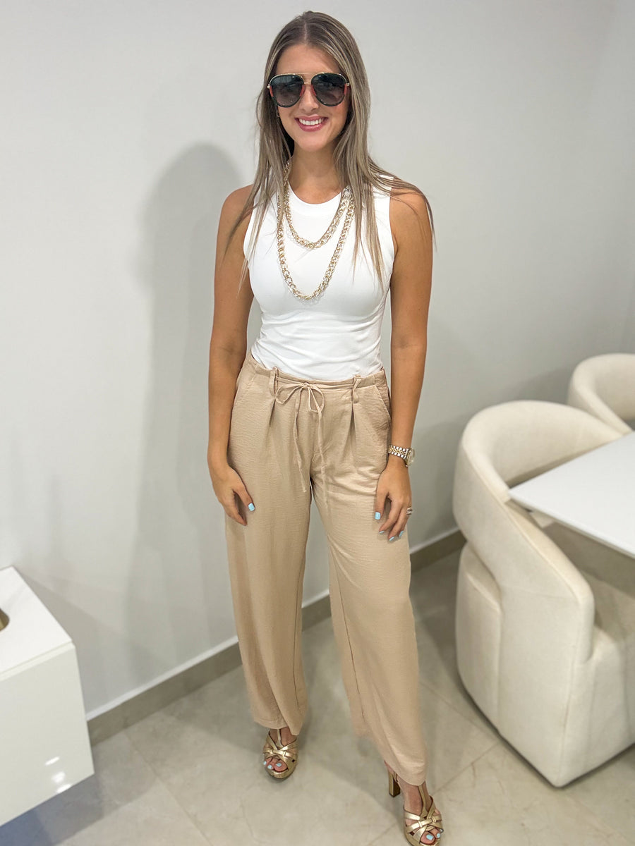 TAUPE PLEATED PANTS