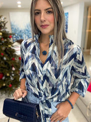 BLUE SHADES LONG SLEEVE BLOUSE