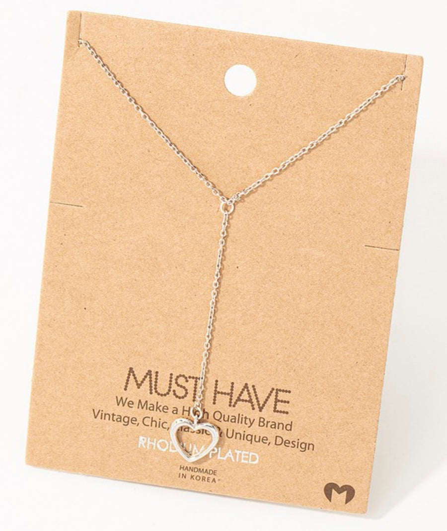 SILVER CUTOUT CHARM Y NECKLACE