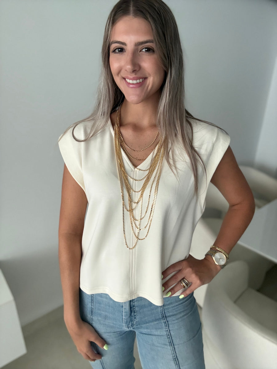 V-NECK MODAL BASIC BLOUSED