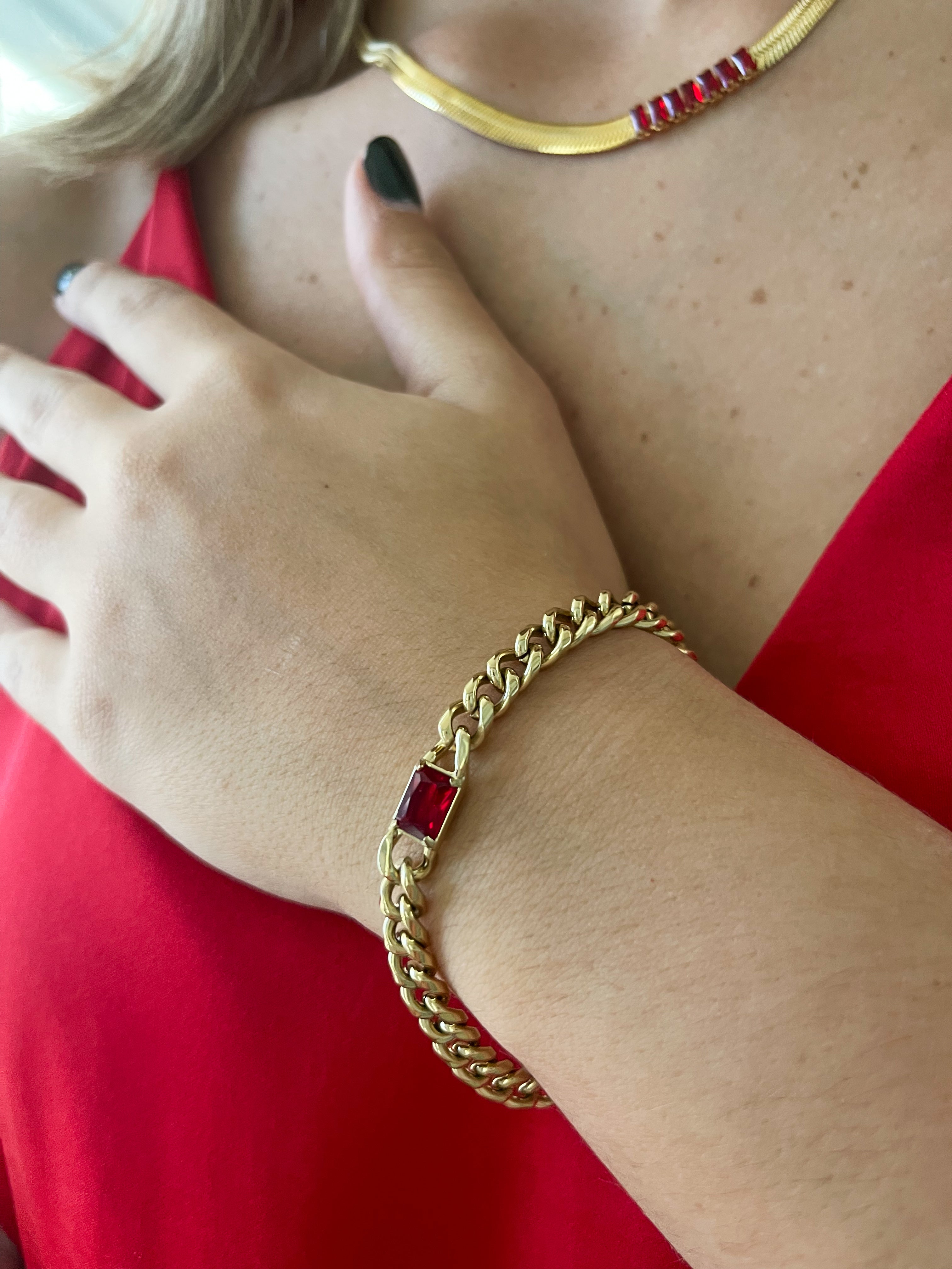 RED CUBANA BRACELET