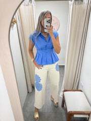 BLUE TAILORED BLOUSE