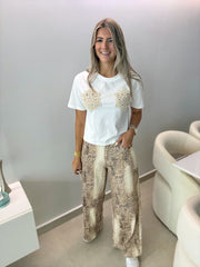 BEIGE LEOPARD LOOSE FIT JEANS