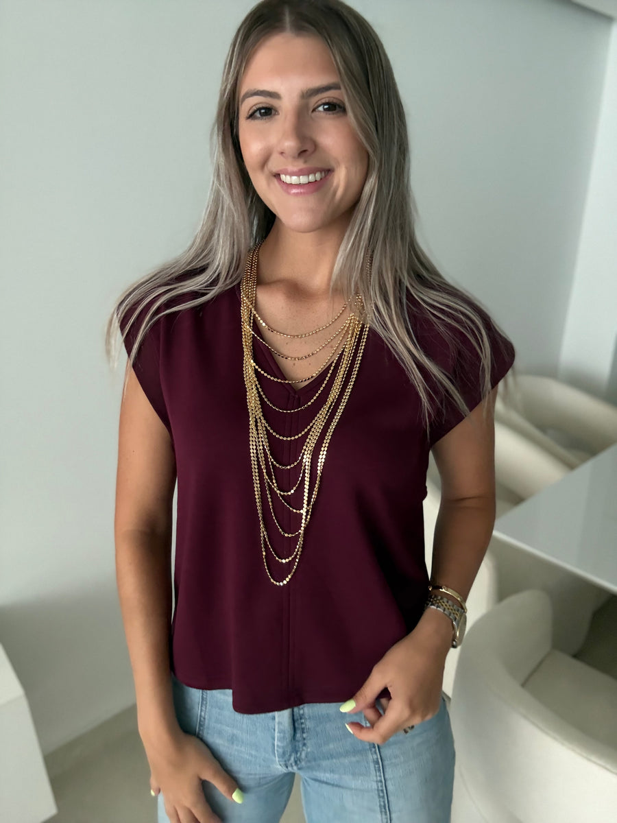 V-NECK MODAL BASIC BLOUSED