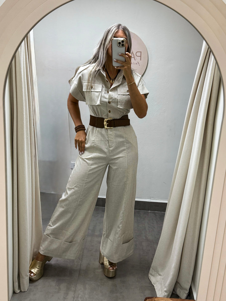 LINEN WIDE LEG JUMPSUIT