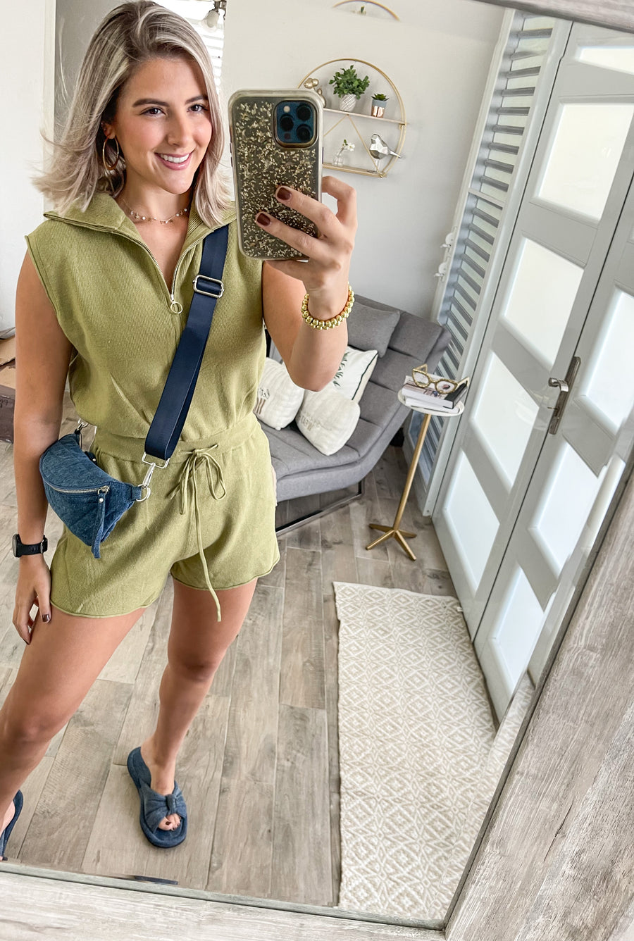 TOASTY GREEN KNIT ROMPER