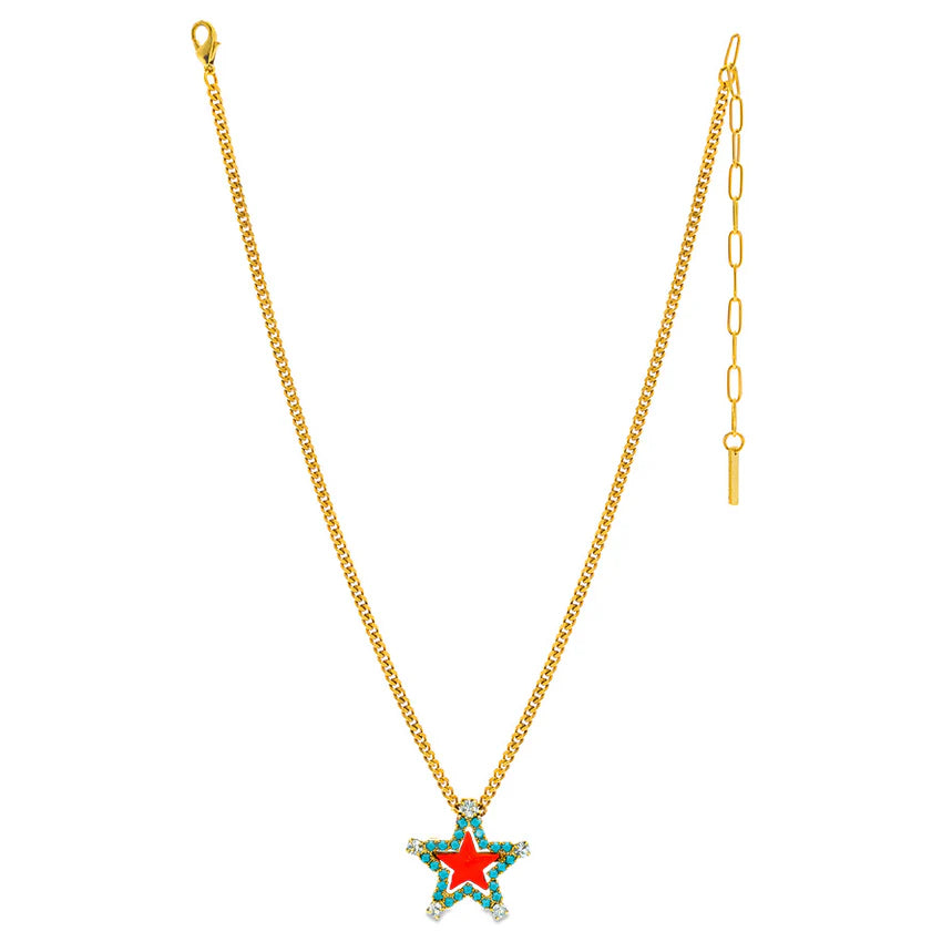 SWEET STAR NECKLACE IN TURQUOISE/ORANGE