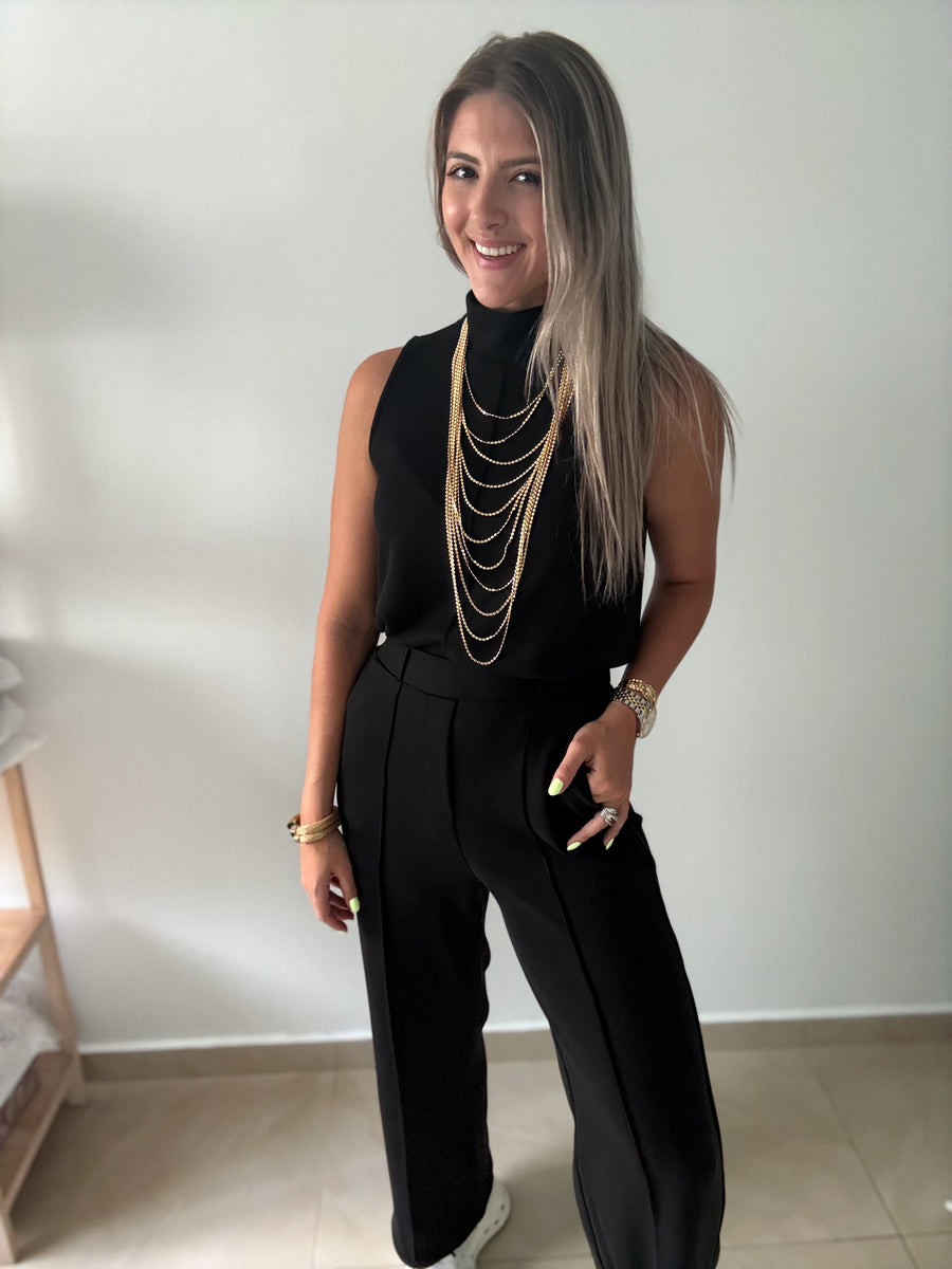 BLACK MODAL TOP & PANT SET