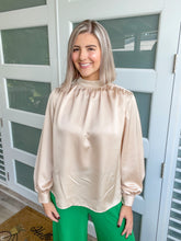 Load image into Gallery viewer, CHAMPAGNE HIGH COLLAR BLOUSE

