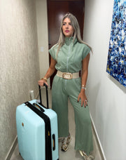 GREEN MODAL ZIPPER JUMPSUIT JUMPSUIT
