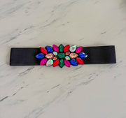 MULTICOLOR CRYSTAL ACCENT ELASTIC BELT