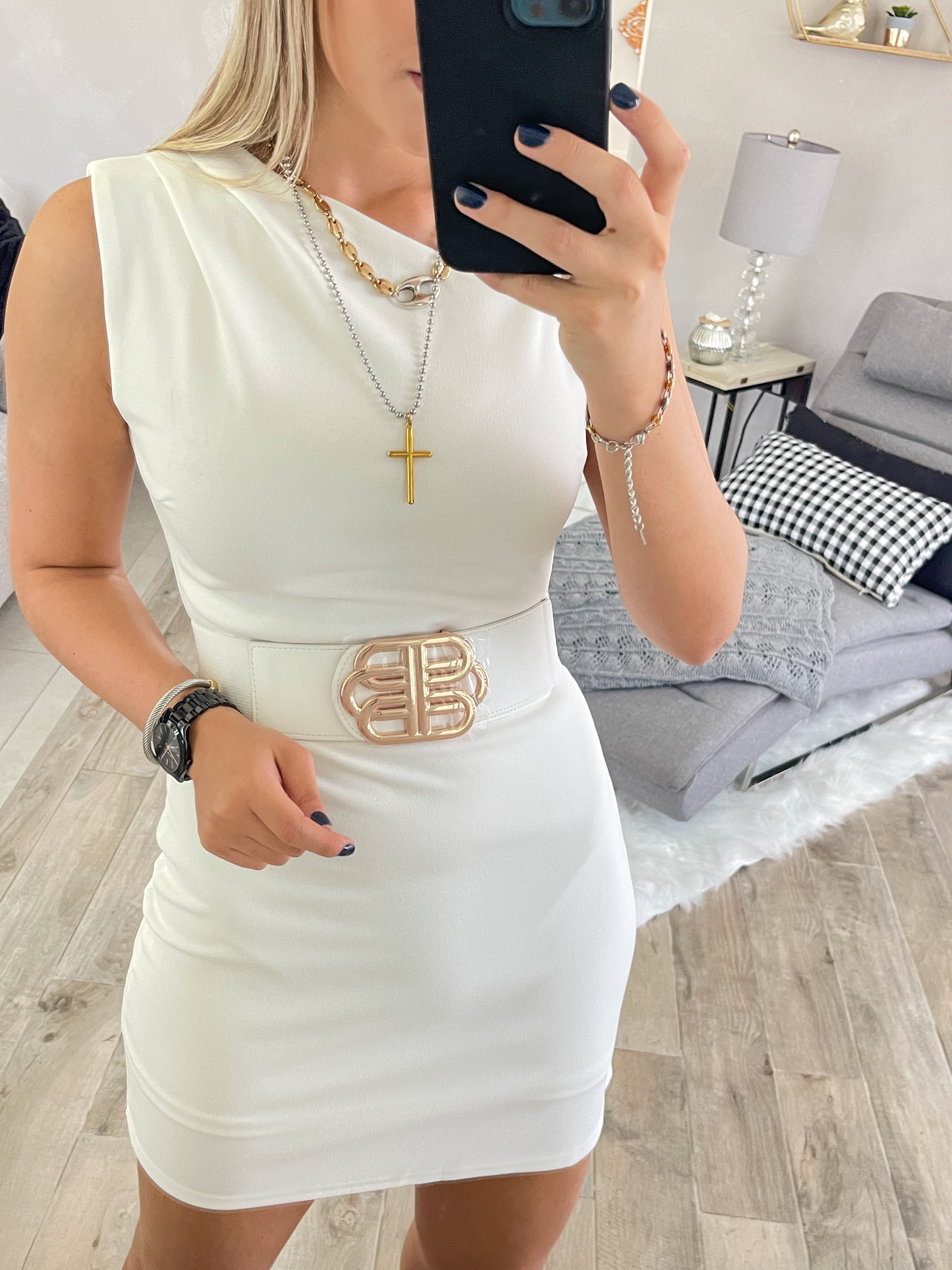 GEOMETRIC BUCKLE ELASTIC BELT