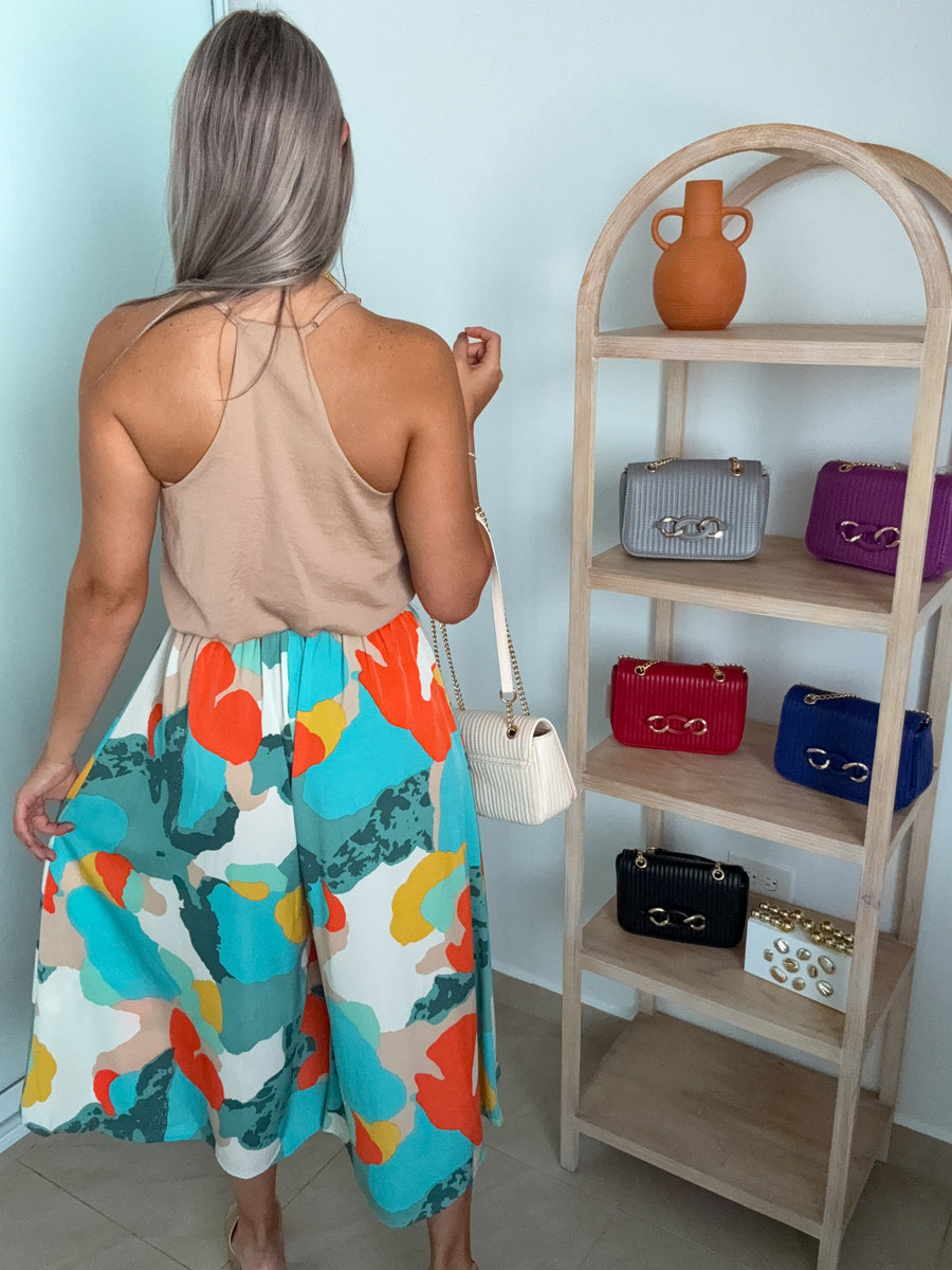 MINT PRINTED MIDI PALAZZOS