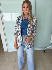 BLUE LEOPARD BLAZER