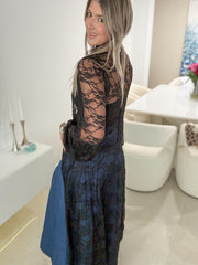 BLACK STRETCHY LACE HIGH LOW TOP