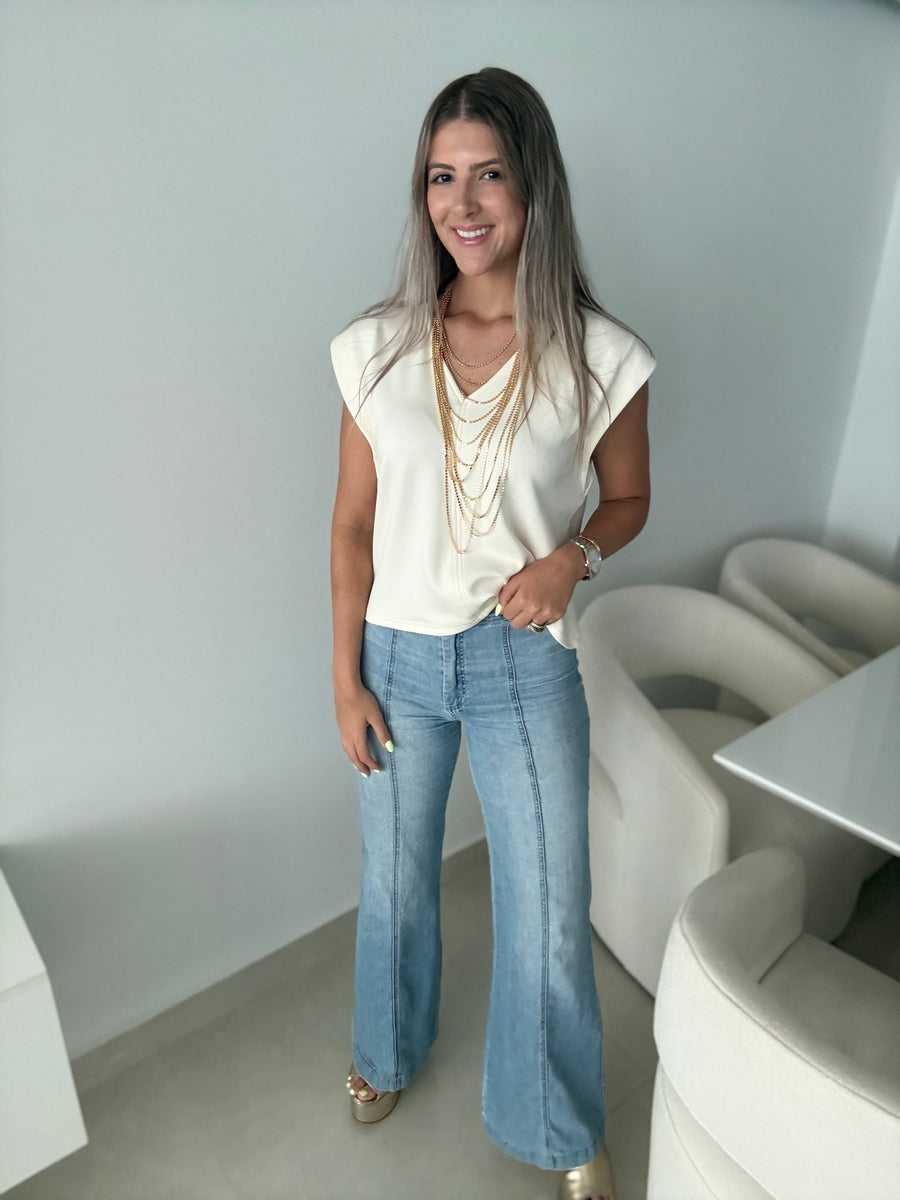 V-NECK MODAL BASIC BLOUSED