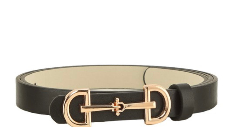 BLACK/GOLD BUCKLE THIN BELT