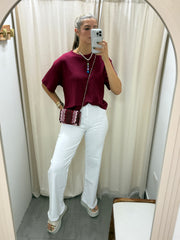 WINE SHORT SLEEVE MODAL TOP