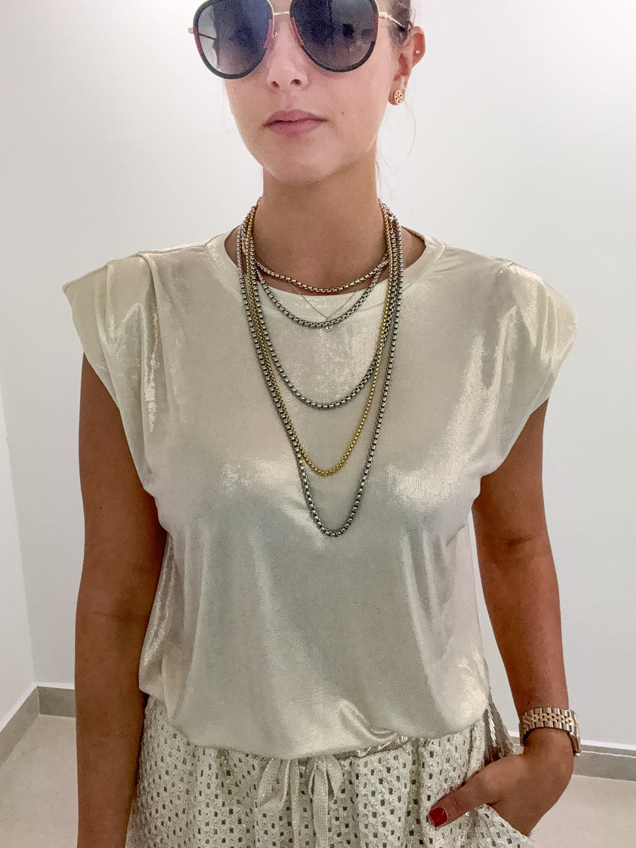 METALLIC GOLD STRETCHY BLOUSE