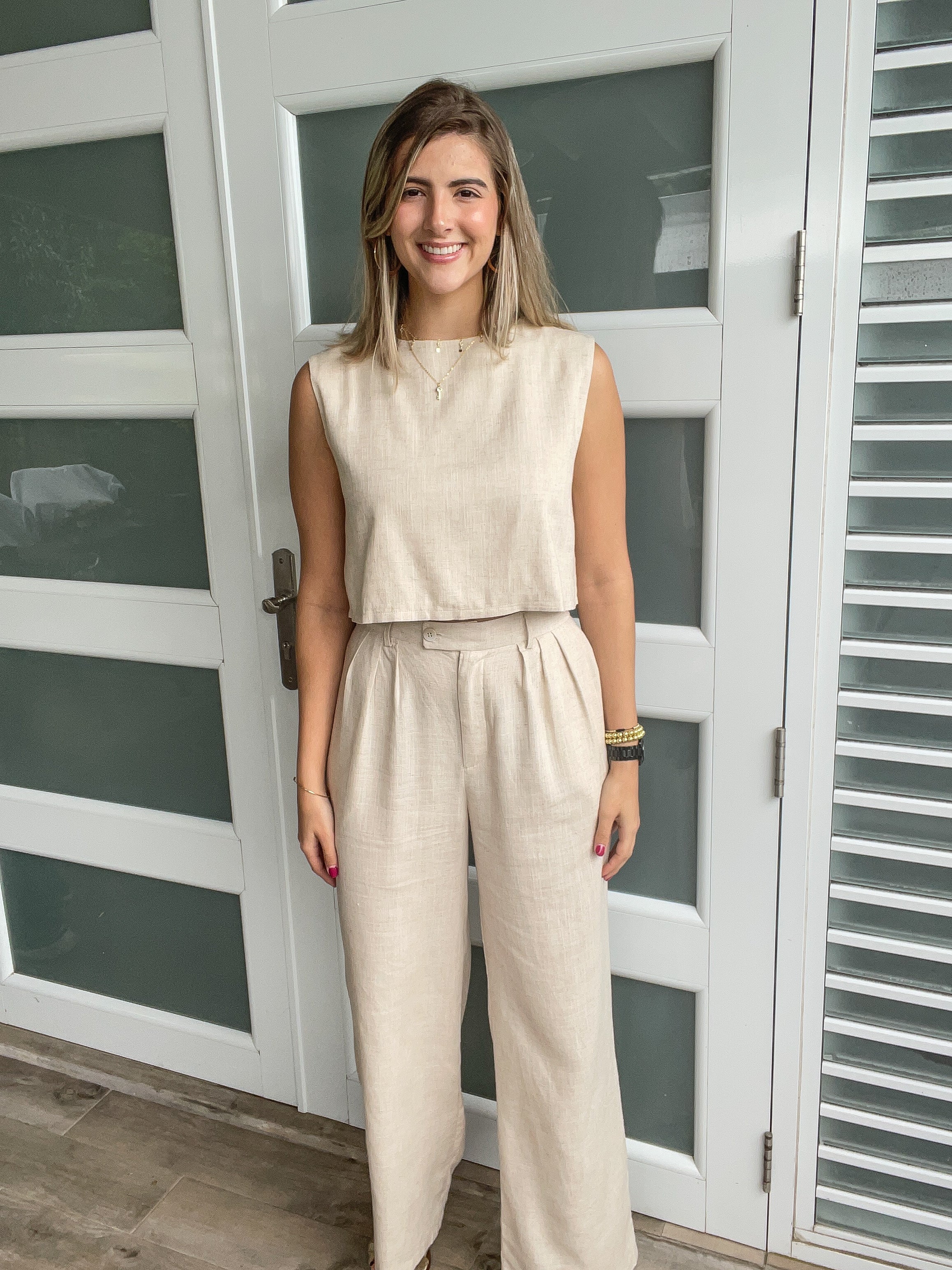 LINEN CROP TOP & PANTS SET