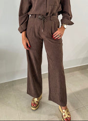 BROWN PINSTRIPED PANTS
