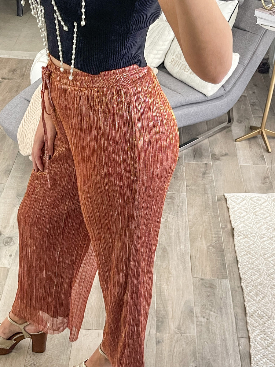 RUST LUREX METALLIC PALAZZOS