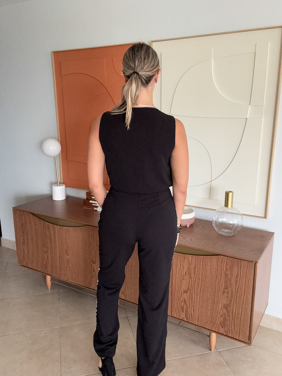 BLACK/SILVER SEQUIN STRETCHY PANTS