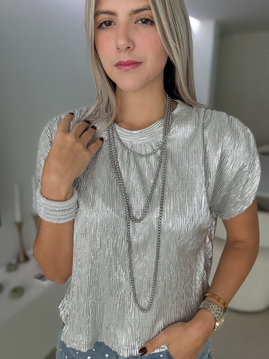 SILVER METALLIC BLOUSE