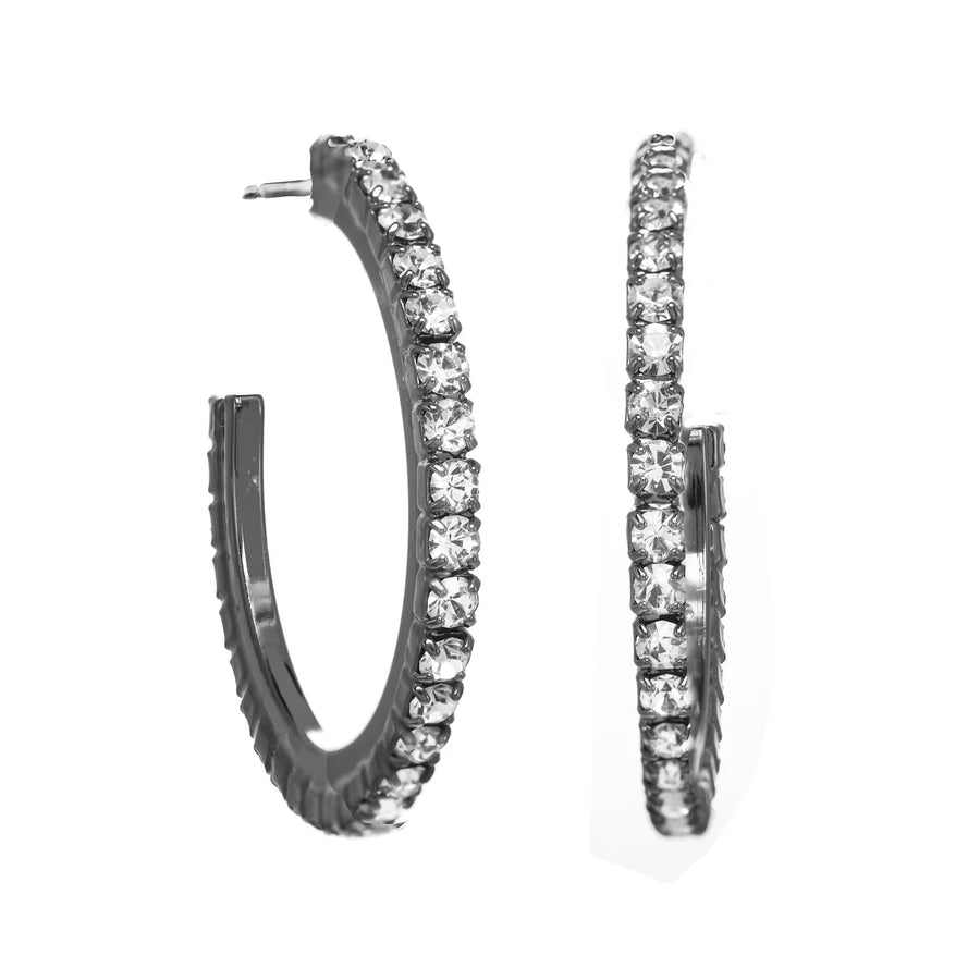 SLIM HOOPS IN GUNMETAL CLEAR