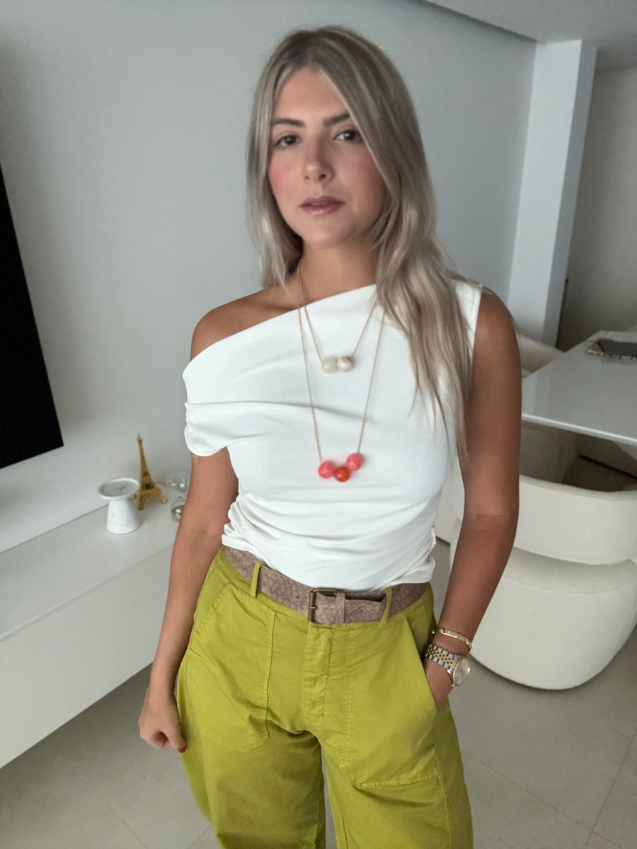 WHITE ONE SHOULDER TOP