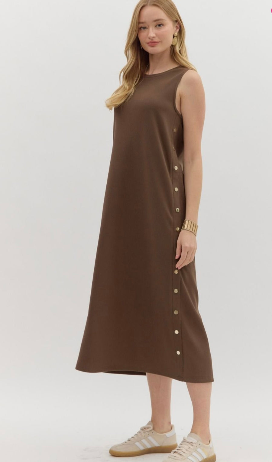 BROWN STUDDED DRESS