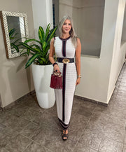 STRIPE DETAIL CROCHET MAXI DRESS