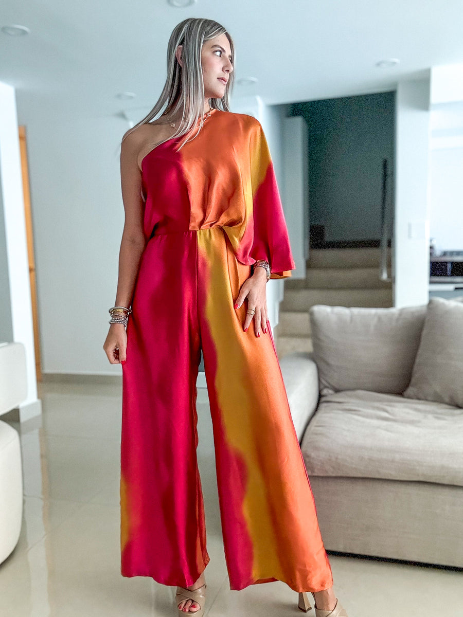 ONE SHOULDER OMBRE JUMPSUIT