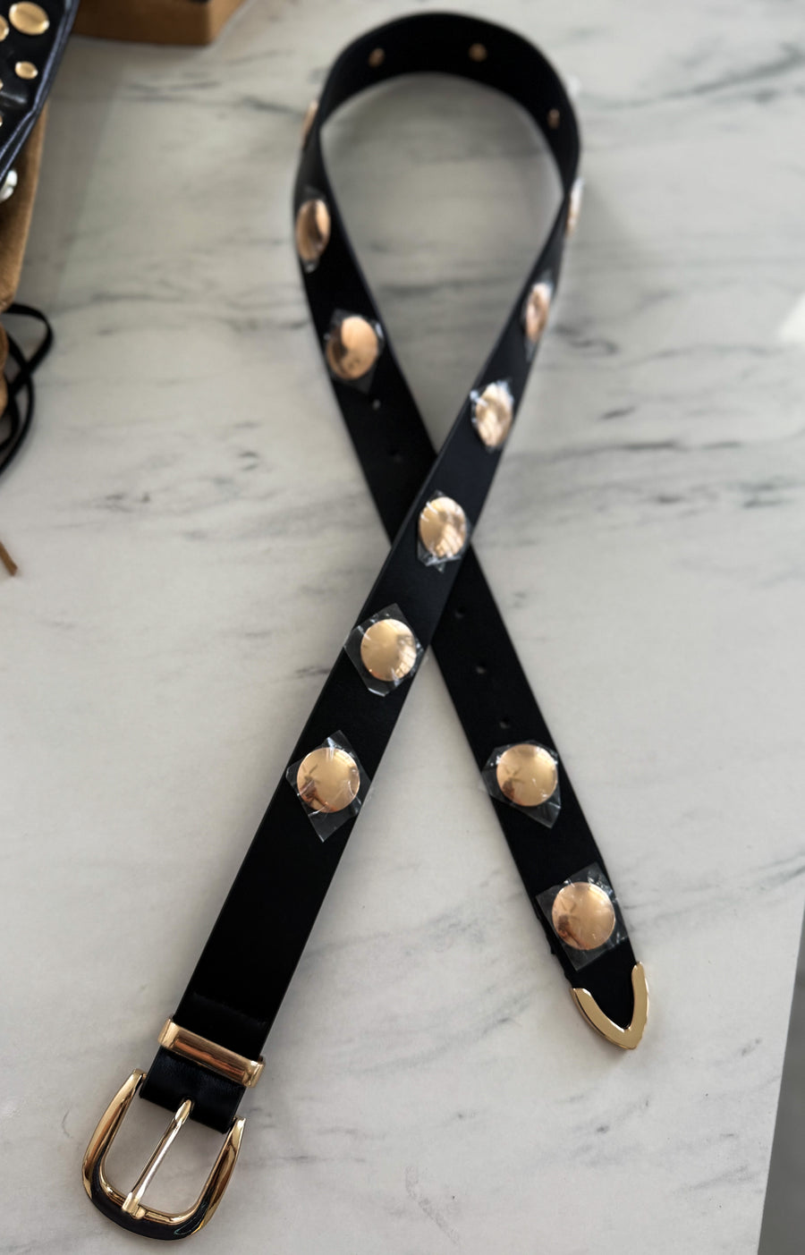 BLACK GOLD STUDDED BELT